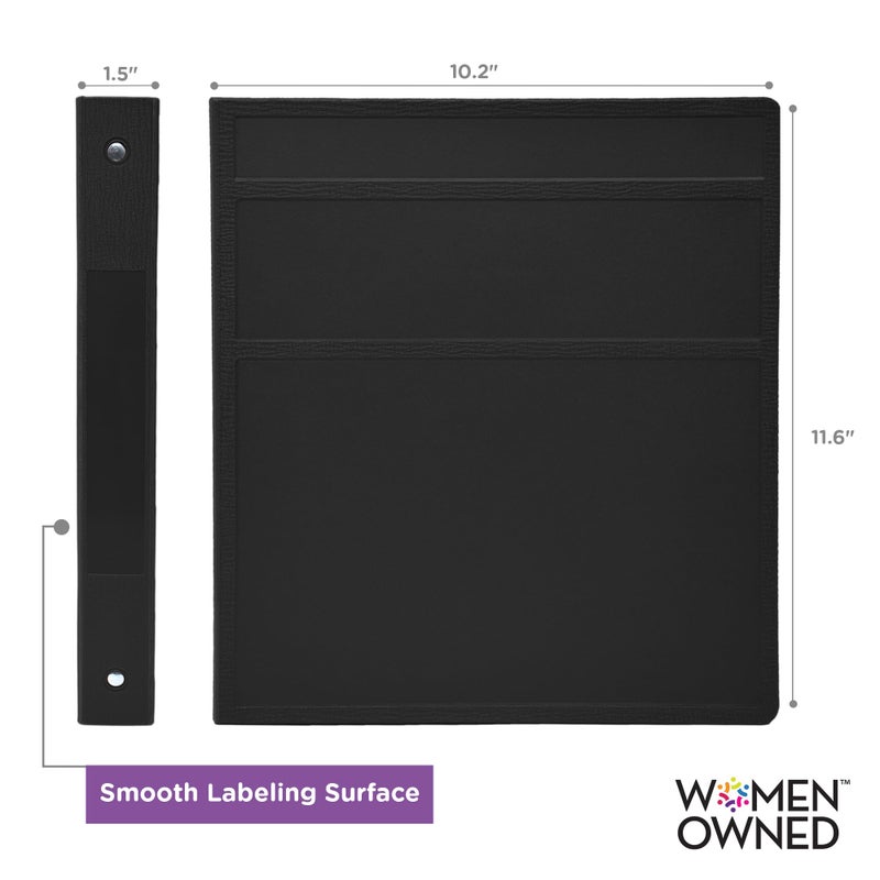 Carstens 1-Inch Heavy Duty 3-Ring Binder - Side Opening, Black, Durable Plastic, Precision No-Gap Rings, Waterproof Cover, No Pockets, Holds 125 US Letter Sheets, BPA-Free, Made in USA (8719-3R) - Image 3